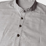 Men's Casual Cotton Linen Blend Stand Collar Short Sleeve Henley Shirt