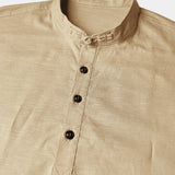 Men's Casual Cotton Linen Blend Stand Collar Short Sleeve Henley Shirt