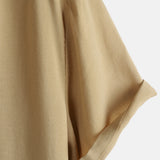 Men's Khaki Casual Solid Colour Rayon Summer Short Sleeve Shirt