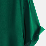 Men's Green Casual Solid Colour Rayon Summer Short Sleeve Shirt