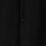 Men's Black Casual Solid Colour Rayon Summer Short Sleeve Shirt
