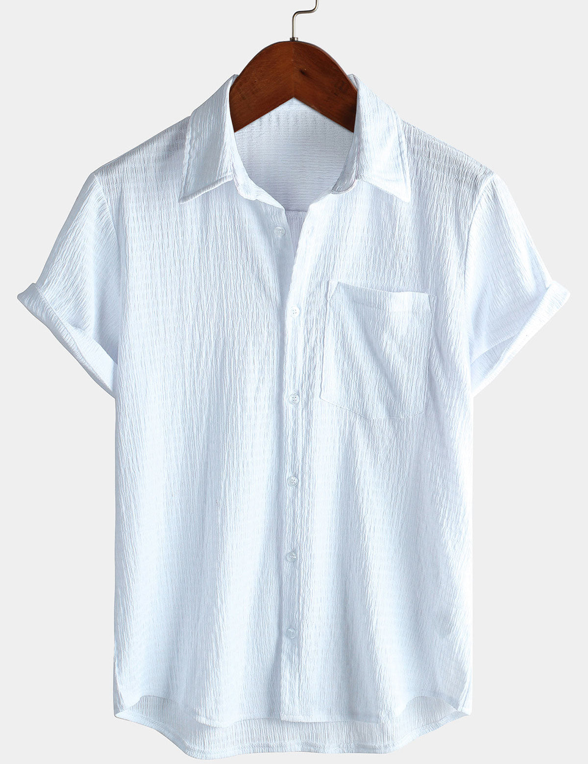 Men's Summer Solid Colour Pocket Casual Short Sleeve Shirt