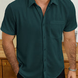 Men's Casual Waffle Summer Beach Short Sleeve Shirt