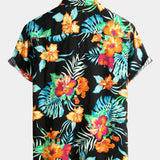 Men's Flower Tropical Hawaii Cotton Short Sleeve Shirt