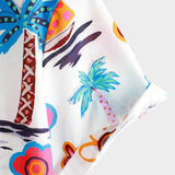 Men's Cotton Tropical Print Summer Hawaiian Button-Up Short Sleeve Shirt