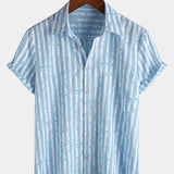 Men's Hawaiian Casual Striped Short Sleeve Summer Shirt