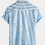 Men's Hawaiian Casual Striped Short Sleeve Summer Shirt