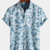 Men's Blue Tropical Short Sleeve Summer Hawaiian Shirt