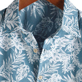 Men's Blue Tropical Short Sleeve Summer Hawaiian Shirt
