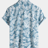Men's Blue Tropical Short Sleeve Summer Hawaiian Shirt