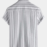 Men's Casual Striped Short Sleeve Summer Button Up Shirt