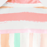 Men's Summer Pink And White Vertical Striped Pocket Button Up Rainbow Short Sleeve Shirt