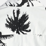 Men's Tropical Palm Tree Print Cotton White Hawaiian Short Sleeve Summer Beach Cruise Camp Shirt