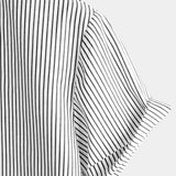 Men's Cotton Striped Stand Collar Short Sleeve Shirt