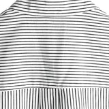 Men's Cotton Striped Stand Collar Short Sleeve Shirt