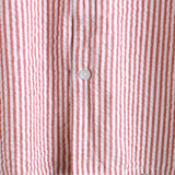 Men's Breathable Striped Cotton Button Up Summer Cuban Collar Camp Short Sleeve Beach Shirt