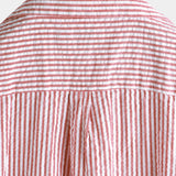 Men's Breathable Striped Cotton Button Up Summer Cuban Collar Camp Short Sleeve Beach Shirt