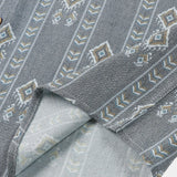 Men's Vintage Vertical Striped Short Sleeve 70s Aztec Print Grey Shirt