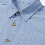 Men's Comfort Solid Blue Sport Short Sleeve Shirt