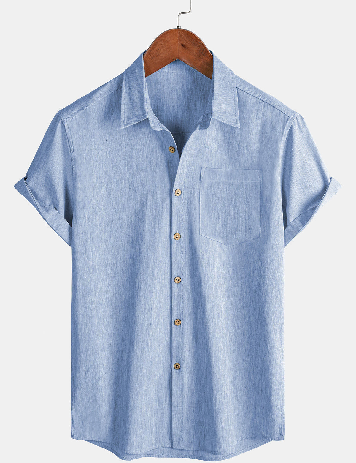 Men's Comfort Solid Blue Sport Short Sleeve Shirt