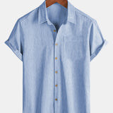 Men's Comfort Solid Blue Sport Short Sleeve Shirt