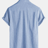 Men's Comfort Solid Blue Sport Short Sleeve Shirt