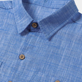 Men's Casual Breathable Cotton Dual Pocket Short Sleeve Collar Shirt
