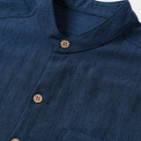 Men's Casual Solid Henley Collar Summer Short Sleeve Shirt