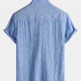 Men's Casual Solid Henley Collar Summer Short Sleeve Shirt