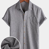 Men's Casual Solid Soft Casual Button Up Short Sleeve Shirt