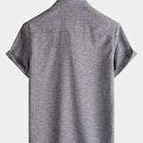 Men's Casual Solid Soft Casual Button Up Short Sleeve Shirt