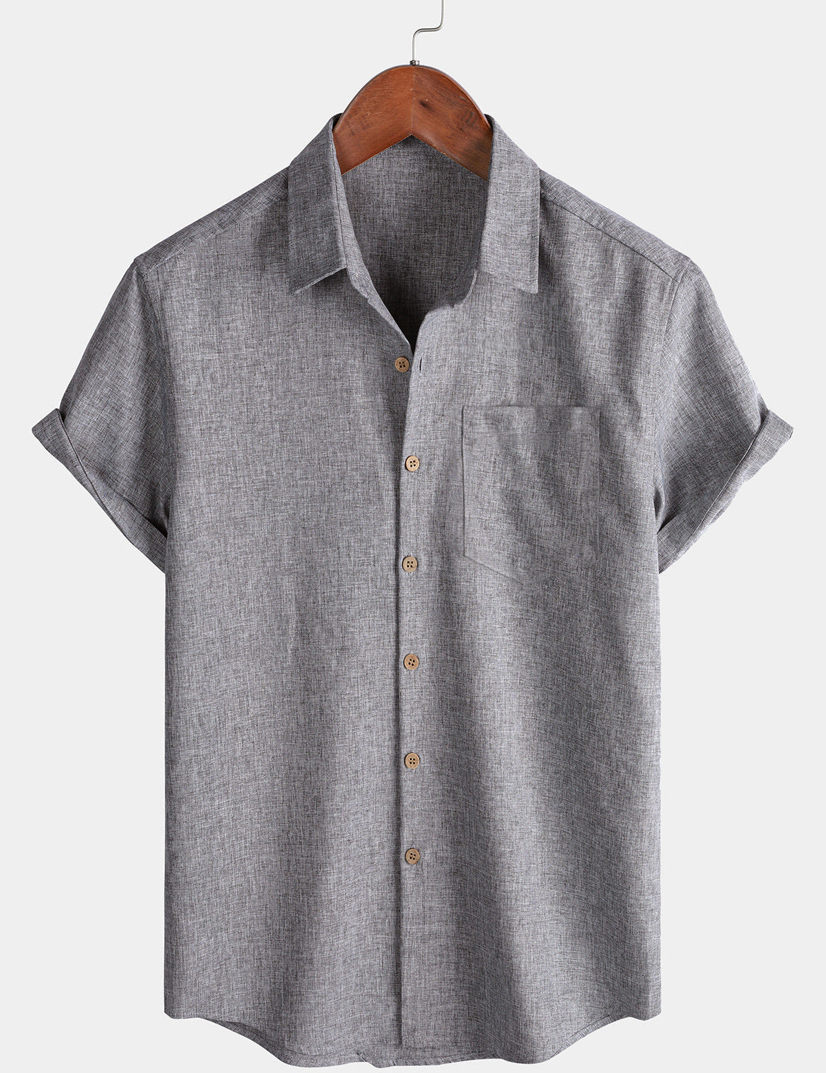 Men's Casual Solid Soft Casual Button Up Short Sleeve Shirt