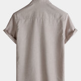 Men's Casual Solid Soft Casual Button Up Short Sleeve Shirt
