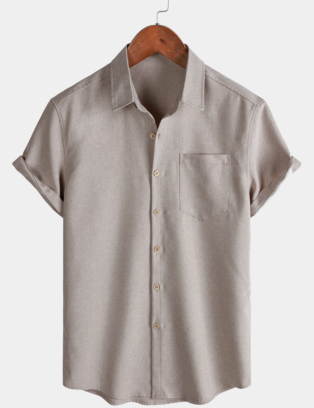 Men's Casual Solid Soft Casual Button Up Short Sleeve Shirt