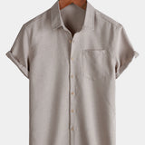 Men's Casual Solid Soft Casual Button Up Short Sleeve Shirt