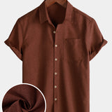Men's Casual Solid Soft Casual Button Up Short Sleeve Shirt