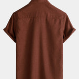 Men's Casual Solid Soft Casual Button Up Short Sleeve Shirt