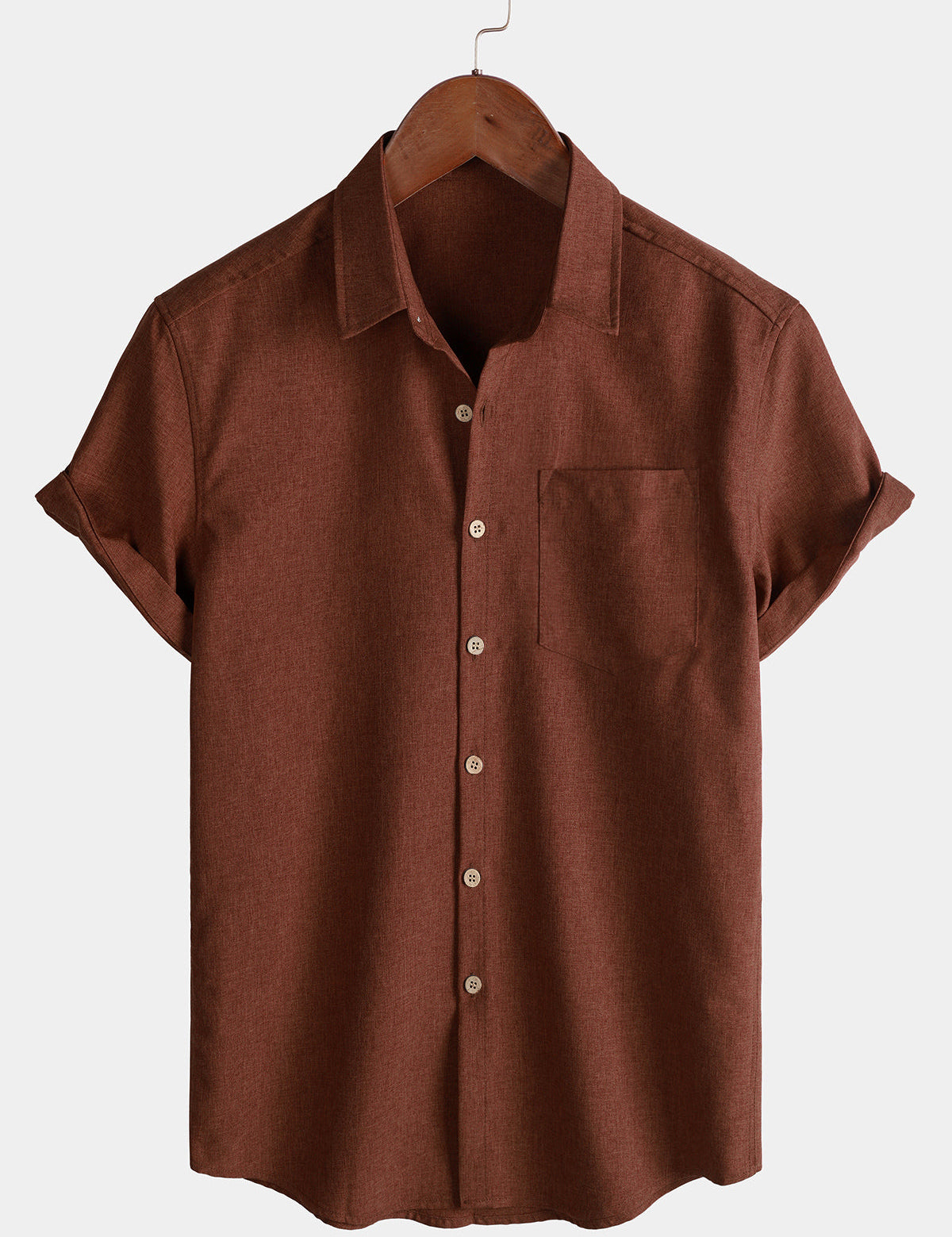 Men's Casual Solid Soft Casual Button Up Short Sleeve Shirt