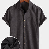 Men's Casual Solid Soft Casual Button Up Short Sleeve Shirt