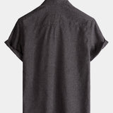 Men's Casual Solid Soft Casual Button Up Short Sleeve Shirt