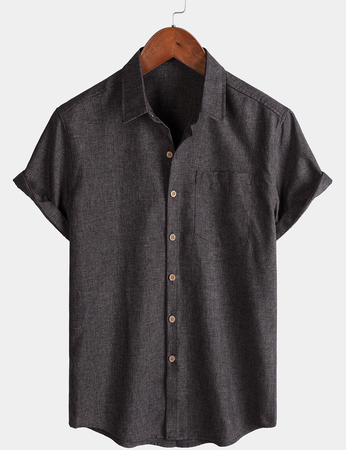 Men's Casual Solid Soft Casual Button Up Short Sleeve Shirt