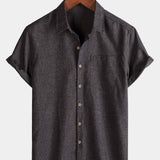 Men's Casual Solid Soft Casual Button Up Short Sleeve Shirt