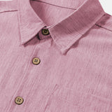 Men's Comfort Solid Pink Sport Short Sleeve Shirt
