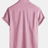 Men's Comfort Solid Pink Sport Short Sleeve Shirt