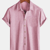 Men's Comfort Solid Pink Sport Short Sleeve Shirt