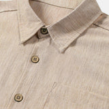 Men's Comfort Solid Beige Sport Short Sleeve Shirt