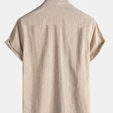 Men's Comfort Solid Beige Sport Short Sleeve Shirt