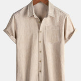 Men's Comfort Solid Beige Sport Short Sleeve Shirt
