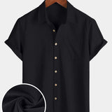 Men's Comfort Solid Black Sport Short Sleeve Shirt