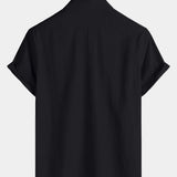 Men's Comfort Solid Black Sport Short Sleeve Shirt